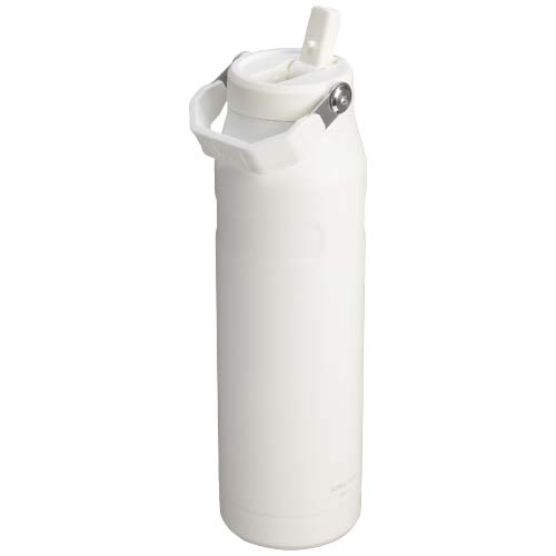 Bouteille à paille 1,06 L à personnaliser IceFlow™ Stanley Blanc et Givré